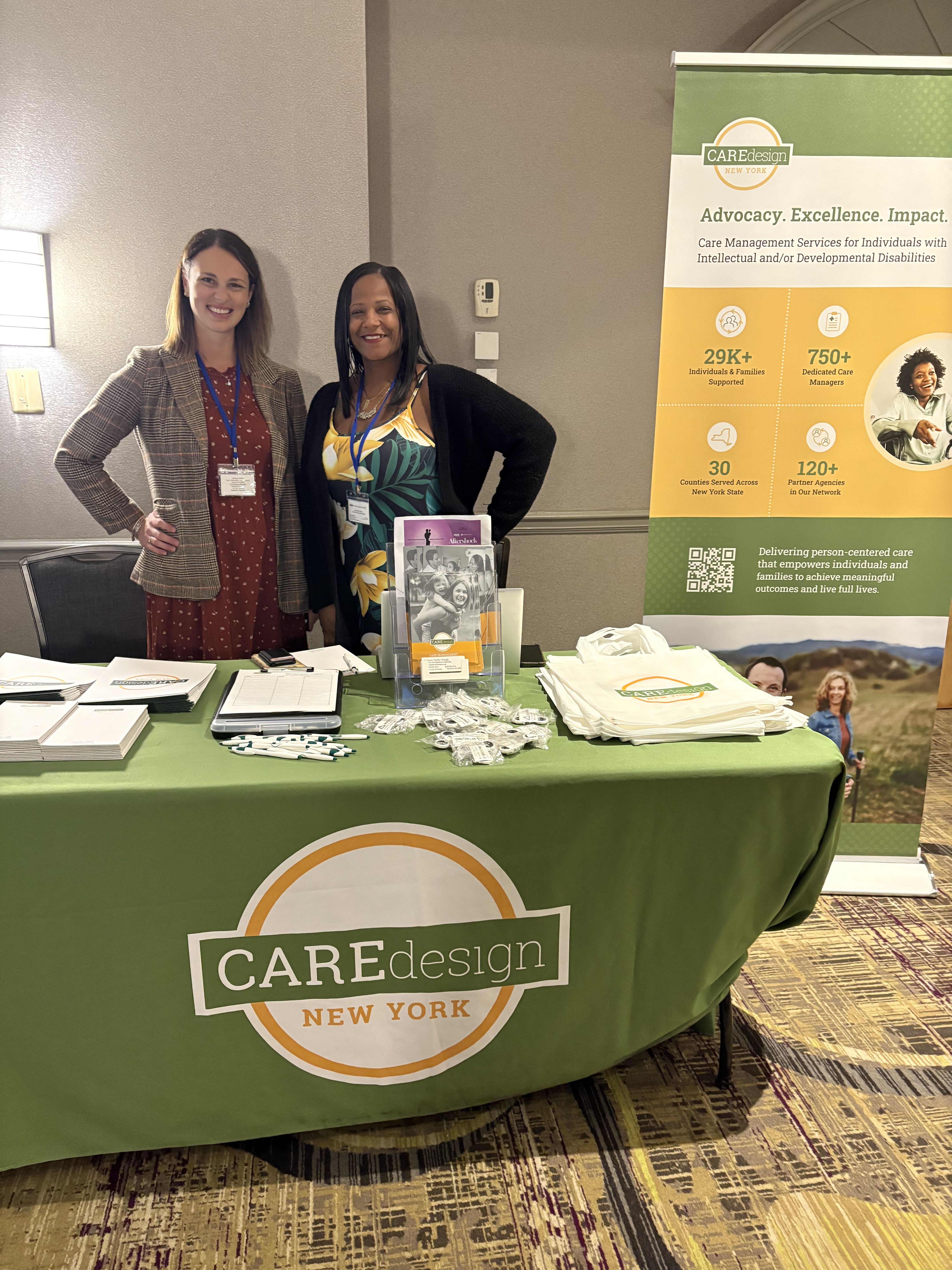 Neffy Pugh (Outreach Engagement Specialist), Brittany Miske, and Jessika Disbrow at the CDNY booth connecting with NYS IDDNA nurses and sharing how the CCO/HH connects/supports individuals with ID/DD.