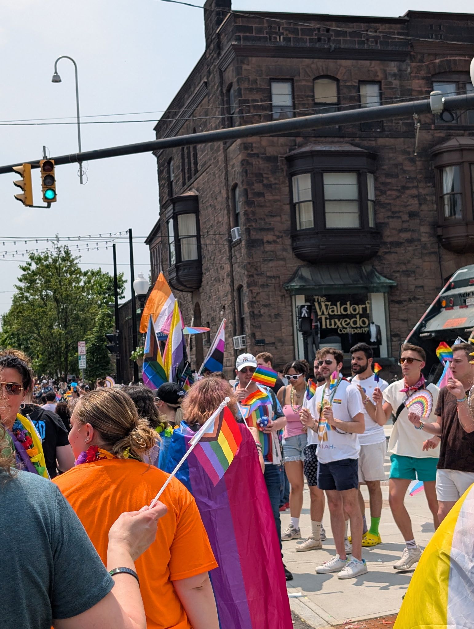 Albany Pride parade people walking down street