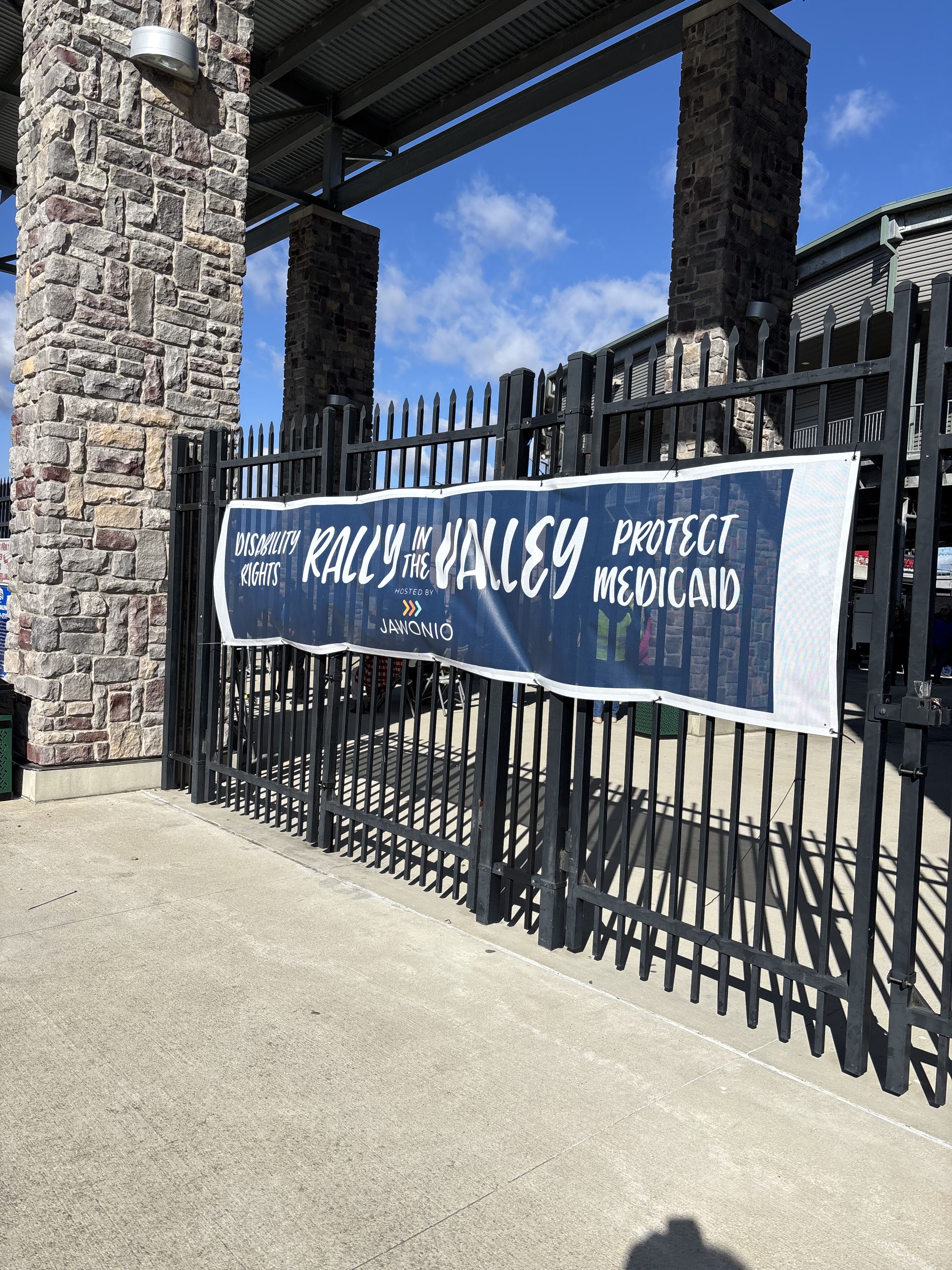 Rally In The Valley banner at NY Boulders Stadium