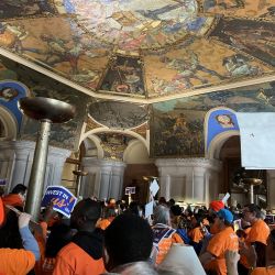 People gathered in New York State Capitol building for NYDA rally