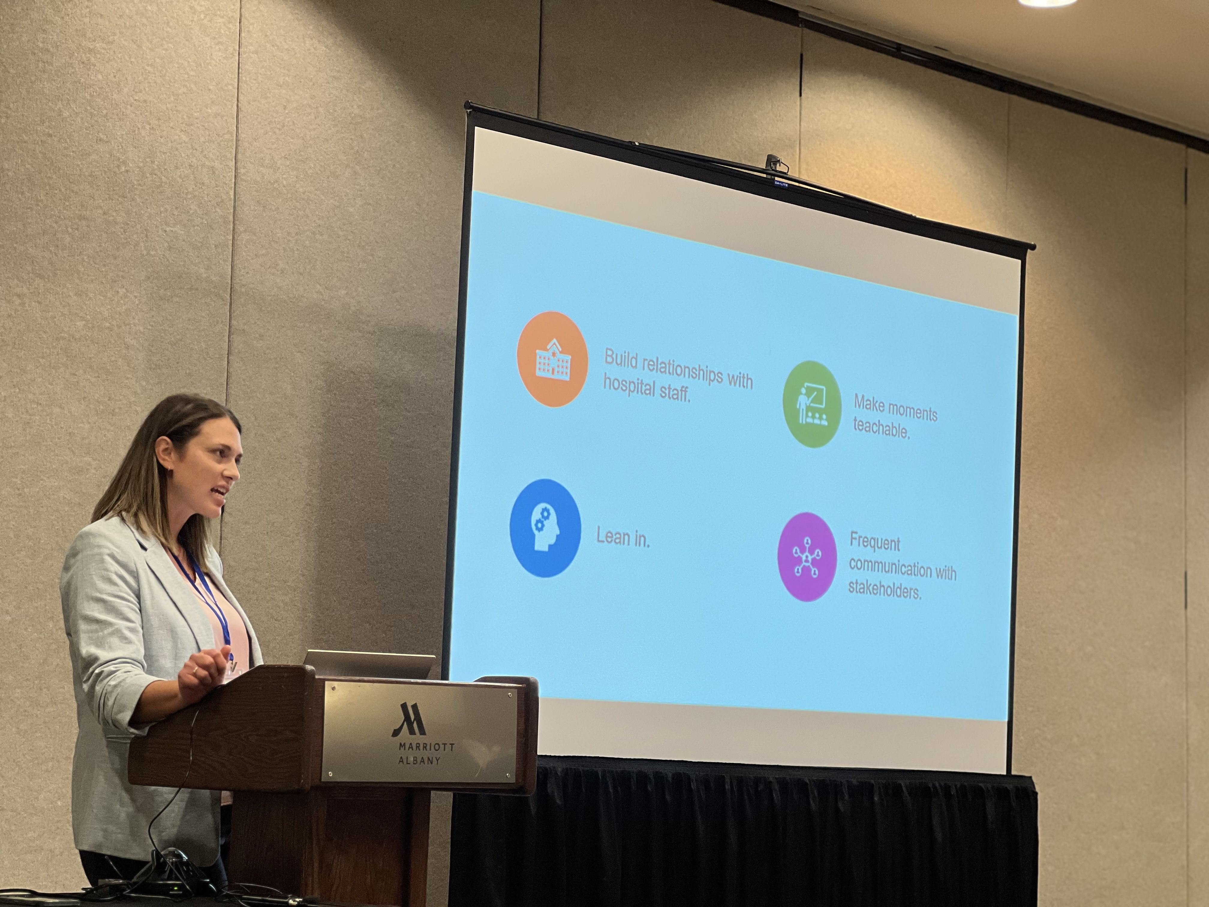 Brittany Miske, VP HCM & Clinical Support, presenting Hospital Transition session