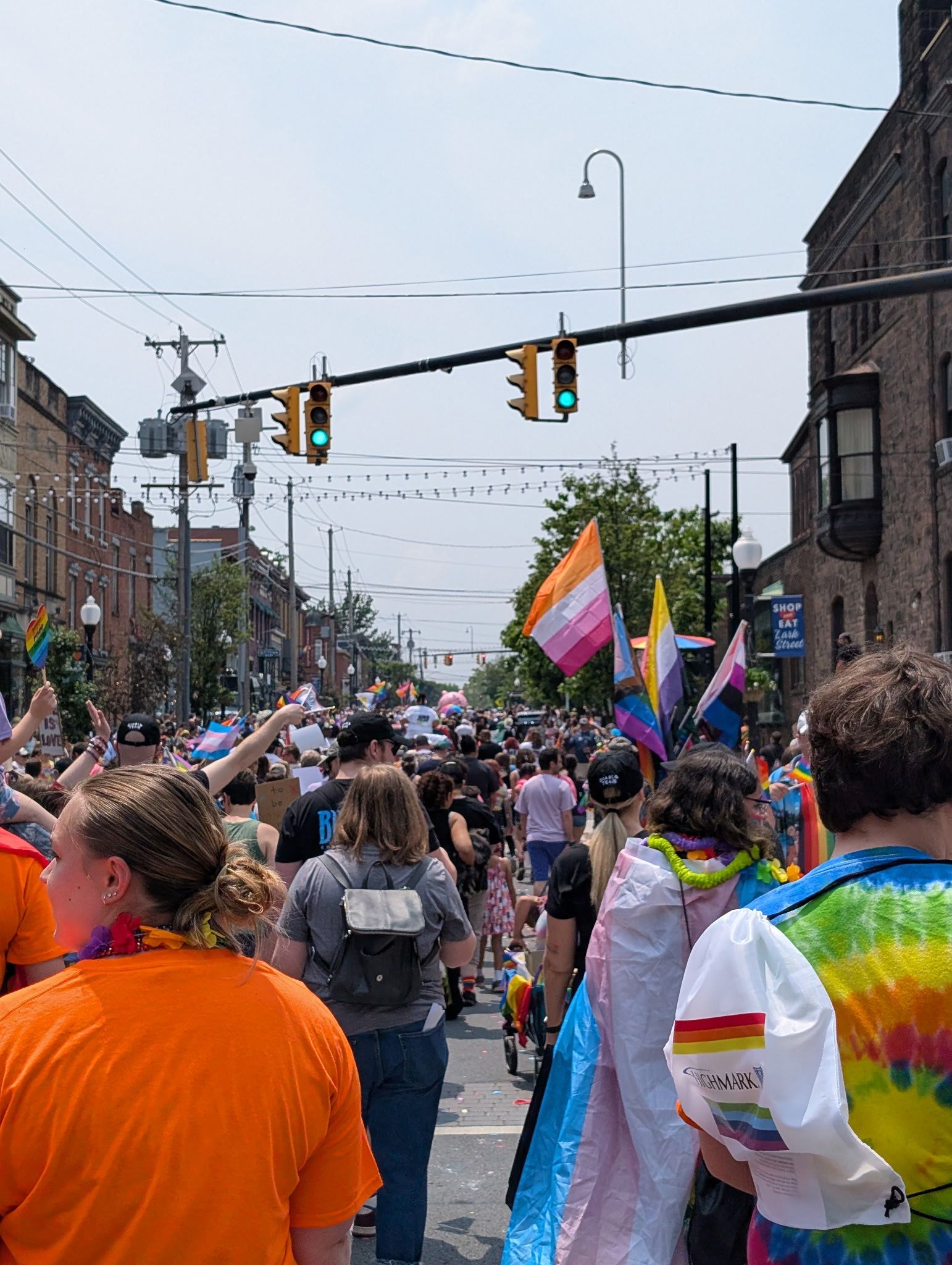Albany Pride parade walking down street