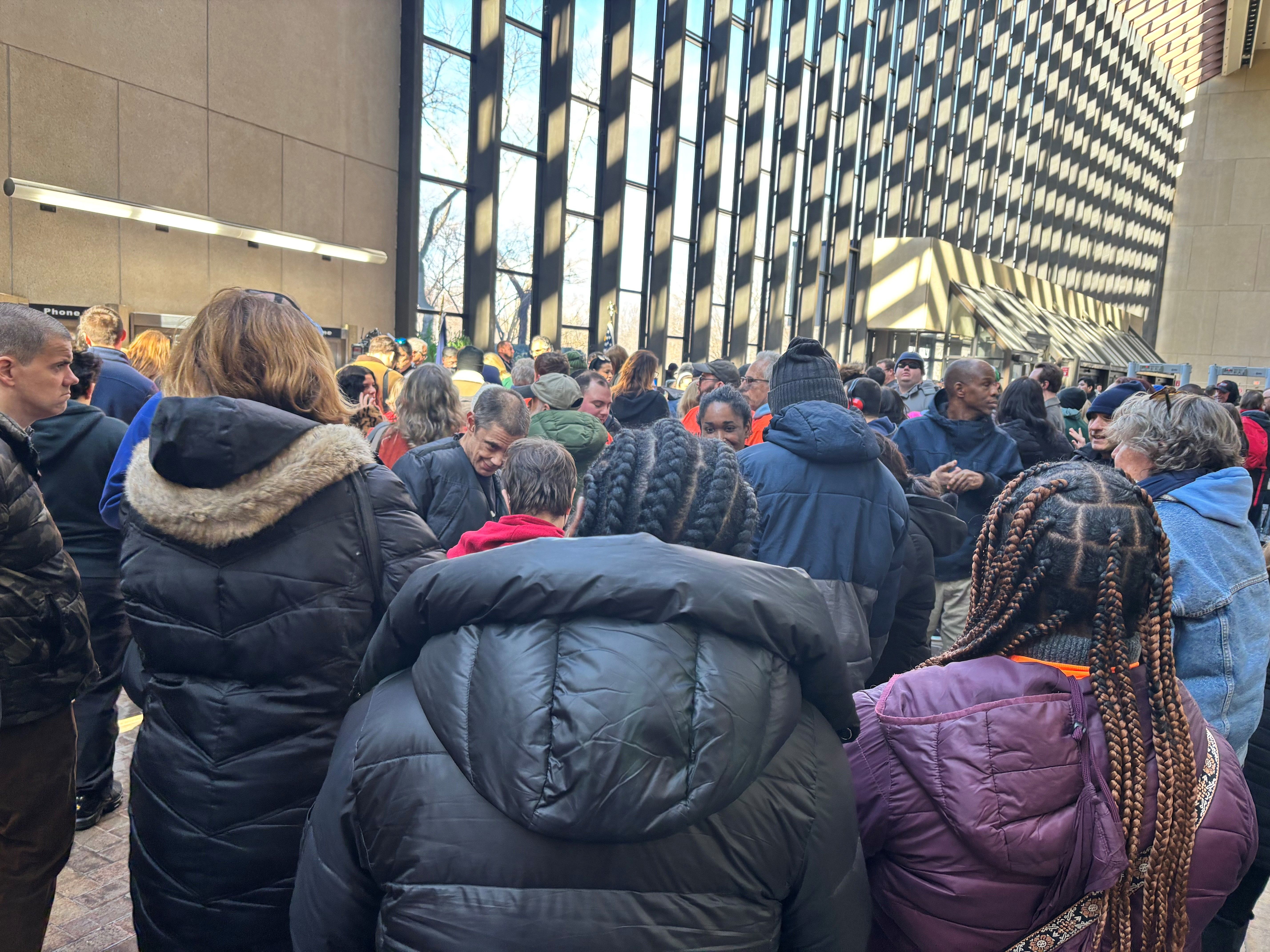 people gathered for rally outside New York State Building